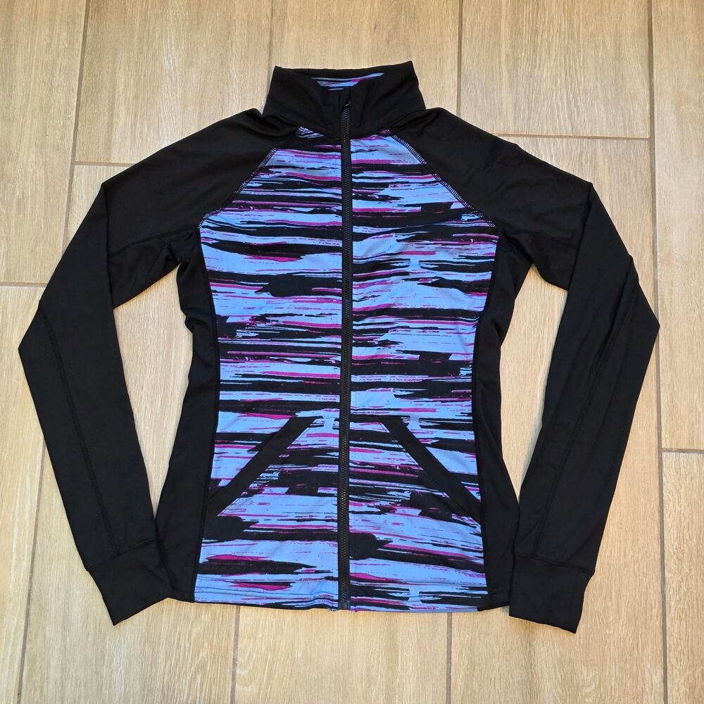 Tuläh XS S Athletic Zip Jacket Black Blue Pink Workout Top Fitted
